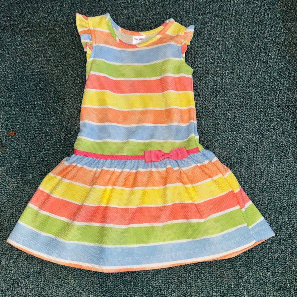 Blue and Green Ruffled Tiered Sundress with Flutter Sleeves